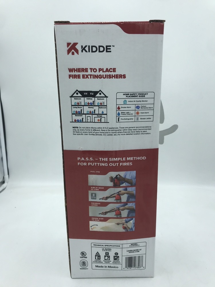 Kidde Garage Workshop Single Use Fire Extinguisher, White FX340GW-2