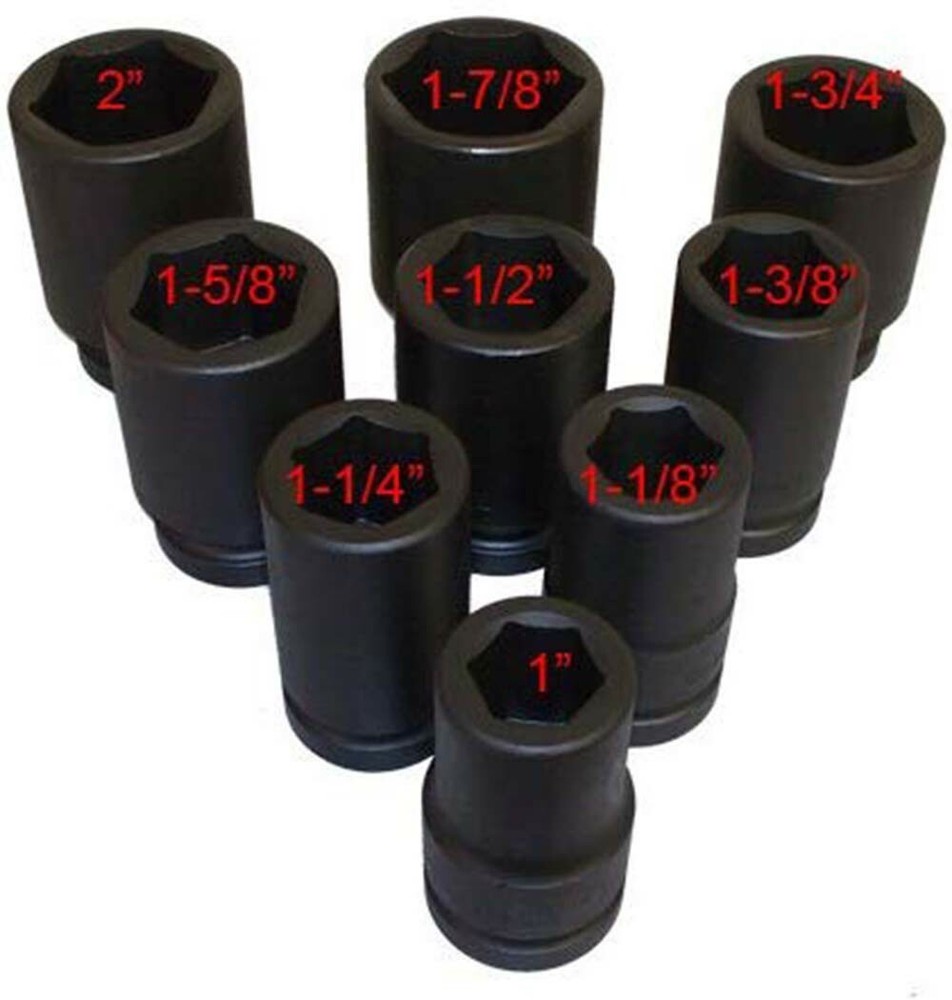10 PC 1" DR Drive Deep Impact Socket SAE 1" to 2"