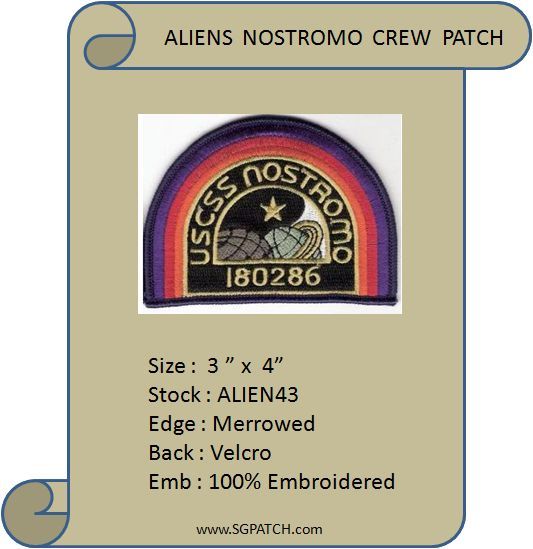 "NOSTROMO" CREW VEL-KRO PATCH - ALIEN43