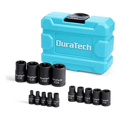 14-Piece External Star Impact Socket Set with Storage Case, E4 to E24, 1/4”,