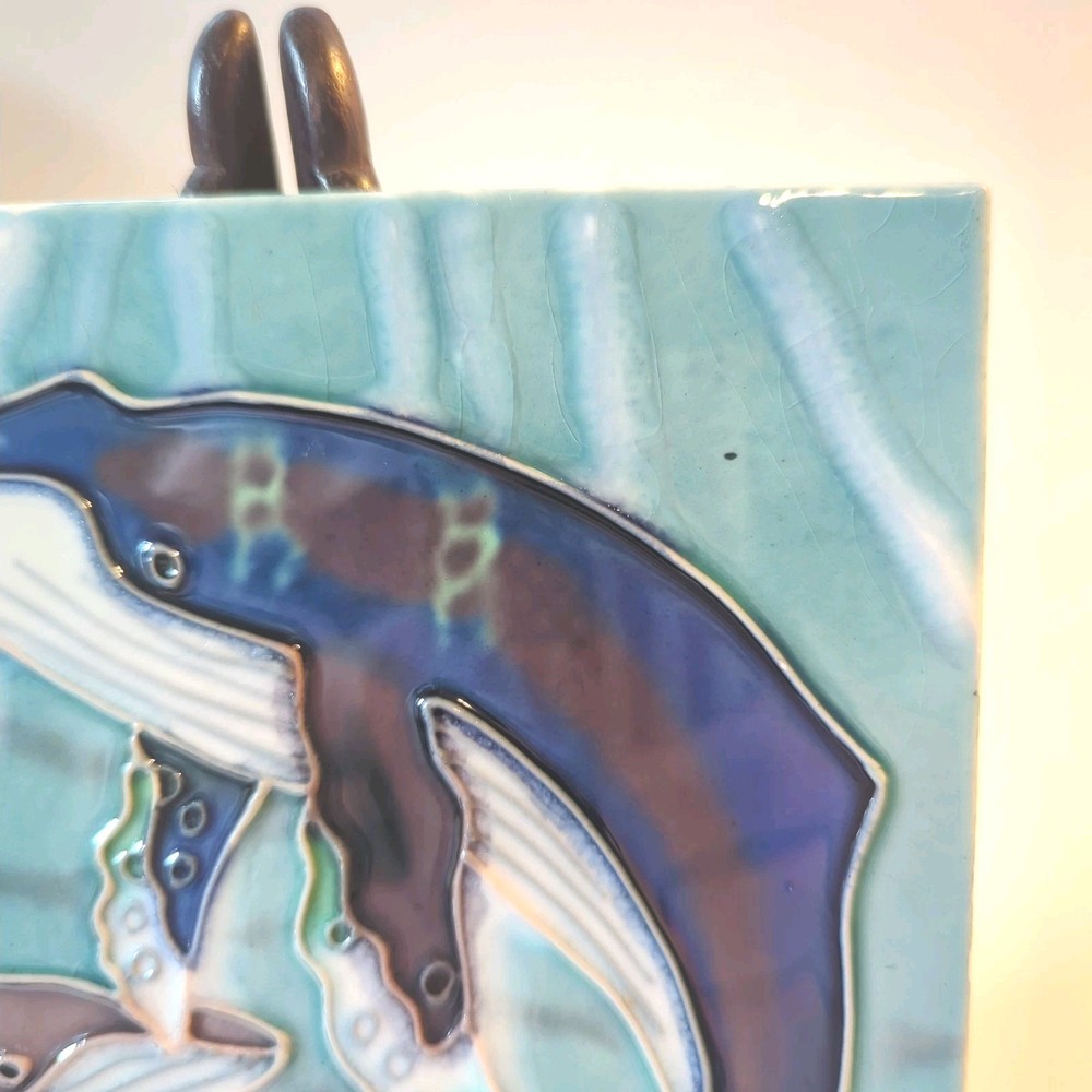Two (2) Humpback Whale Ceramic Tiles 6” Square