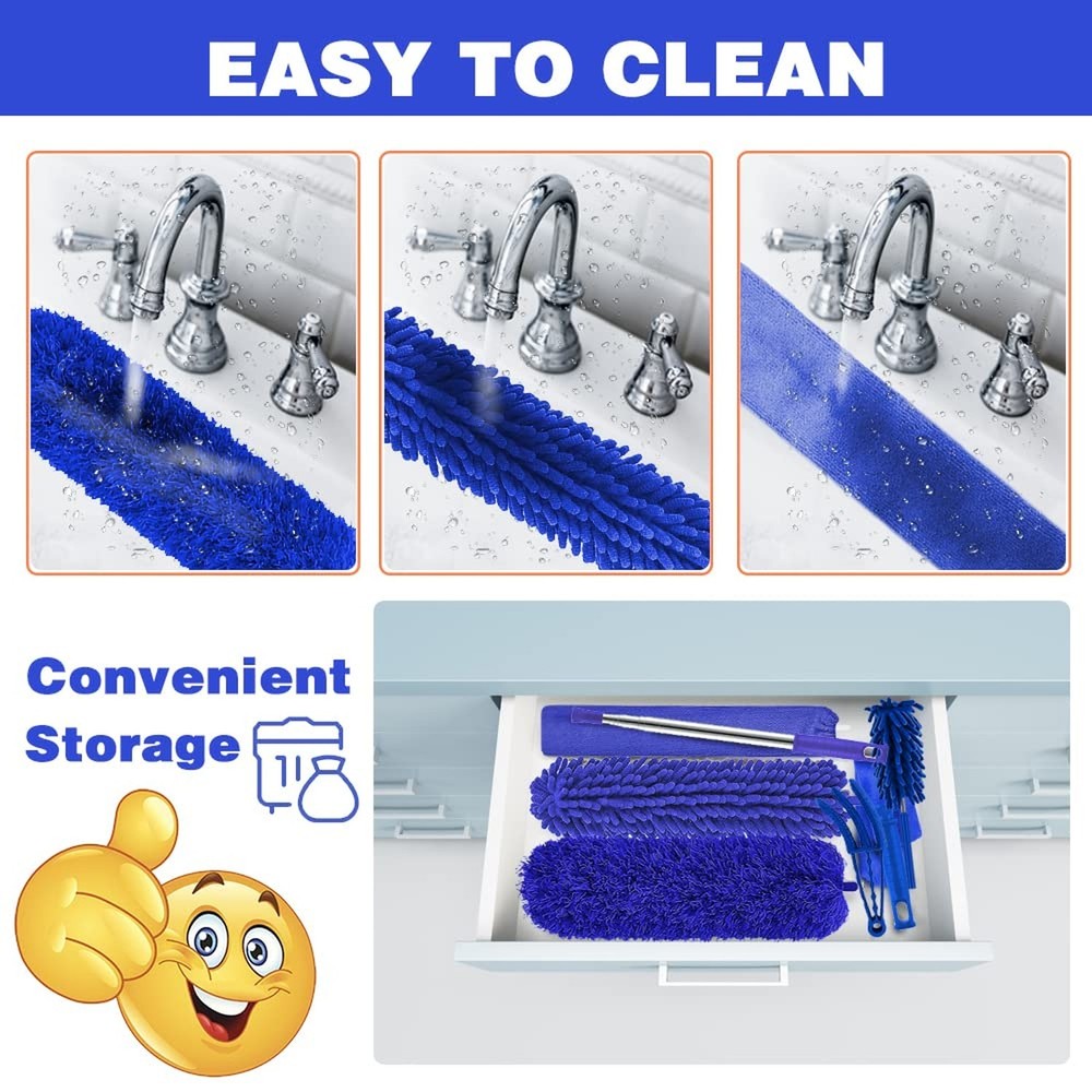 Microfiber Duster, 8PCS Feather Duster with 100 Inch Telescoping Extension Po...