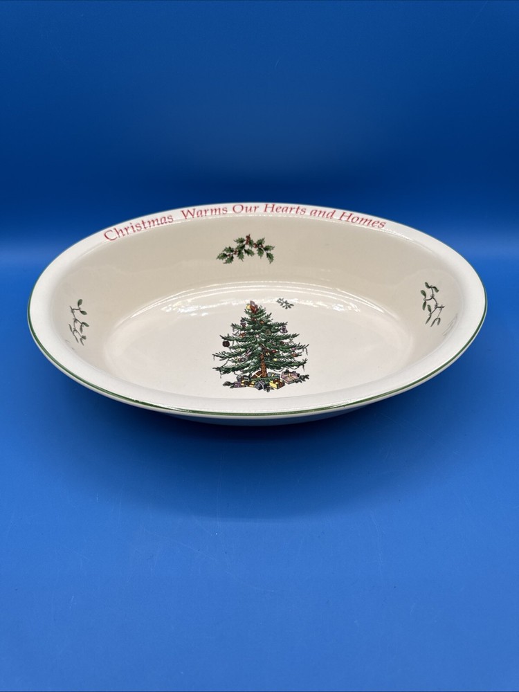 Spode Christmas Tree Sentiment Oval Rim Dish