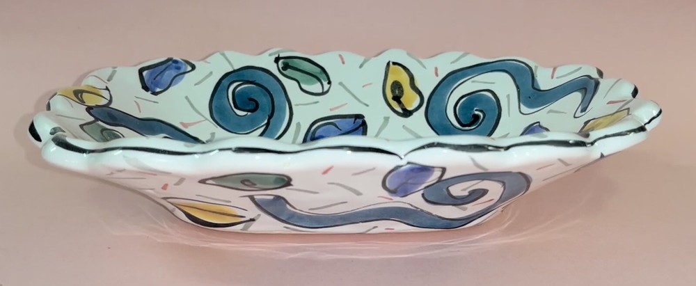 Studio Art Pottery Plate Platter Abstract Design 1990’s Chic