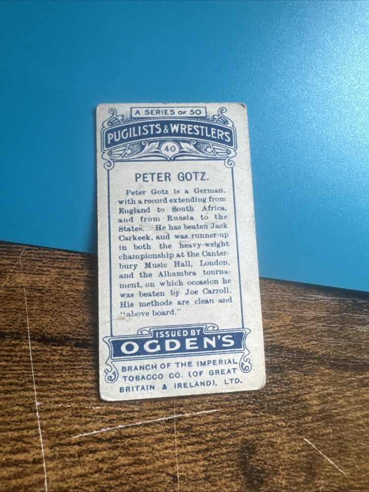1908 Ogden's Pugilists & Wrestlers - Peter Gotz #40