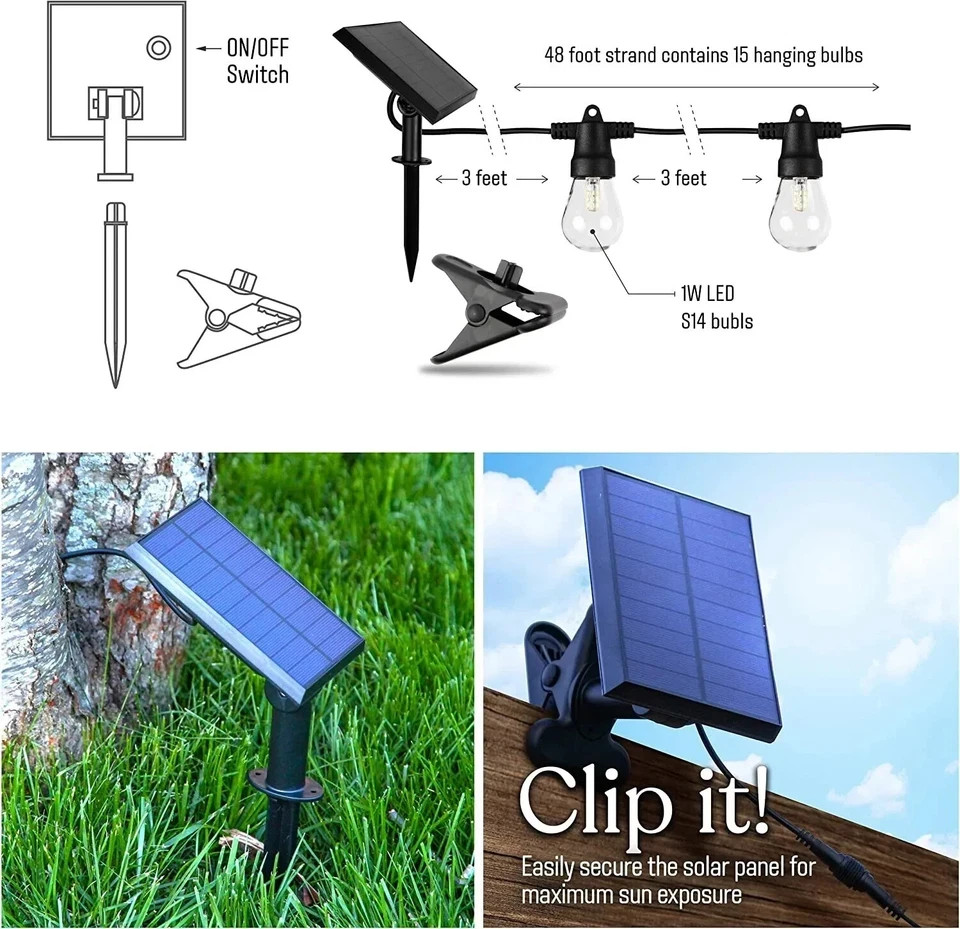 Brightech Ambience Pro Solar Powered Outdoor String Lights, 27 Ft Edison Bulb