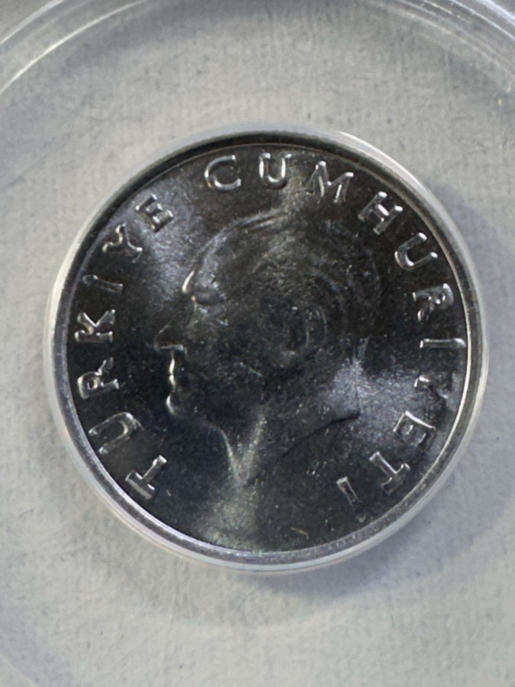 1987 Turkey 10 Lira Graded MS 66 by ANACS