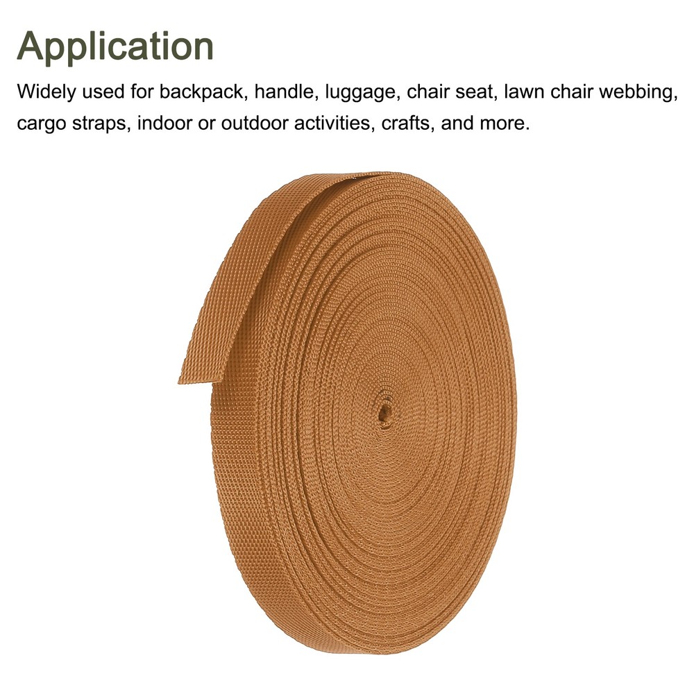 Flat Nylon Webbing Strap 3/8 Inch 10 Yards Tea Brown for Backpack