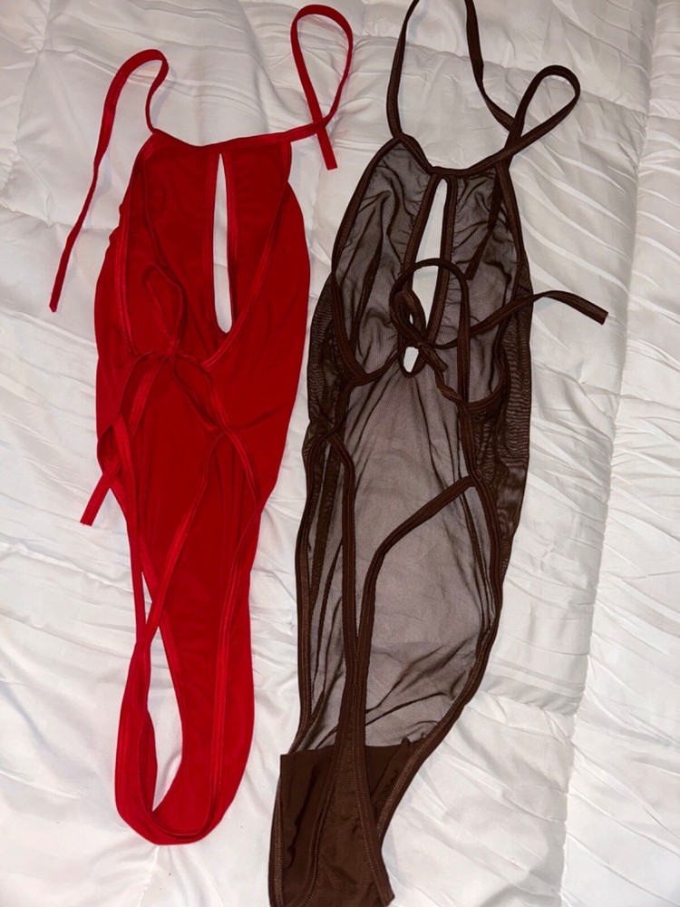 Exotic Dancewear Outfits Red & Brown S/M