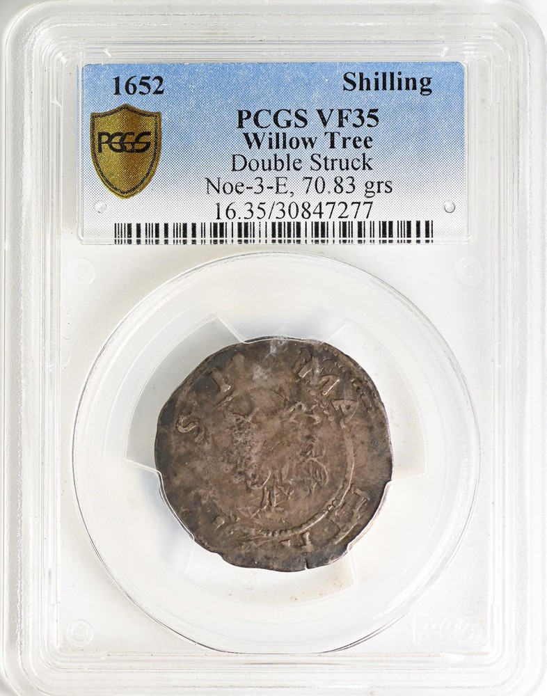 1652 WILLOW TREE SHILLING PCGS VF 35