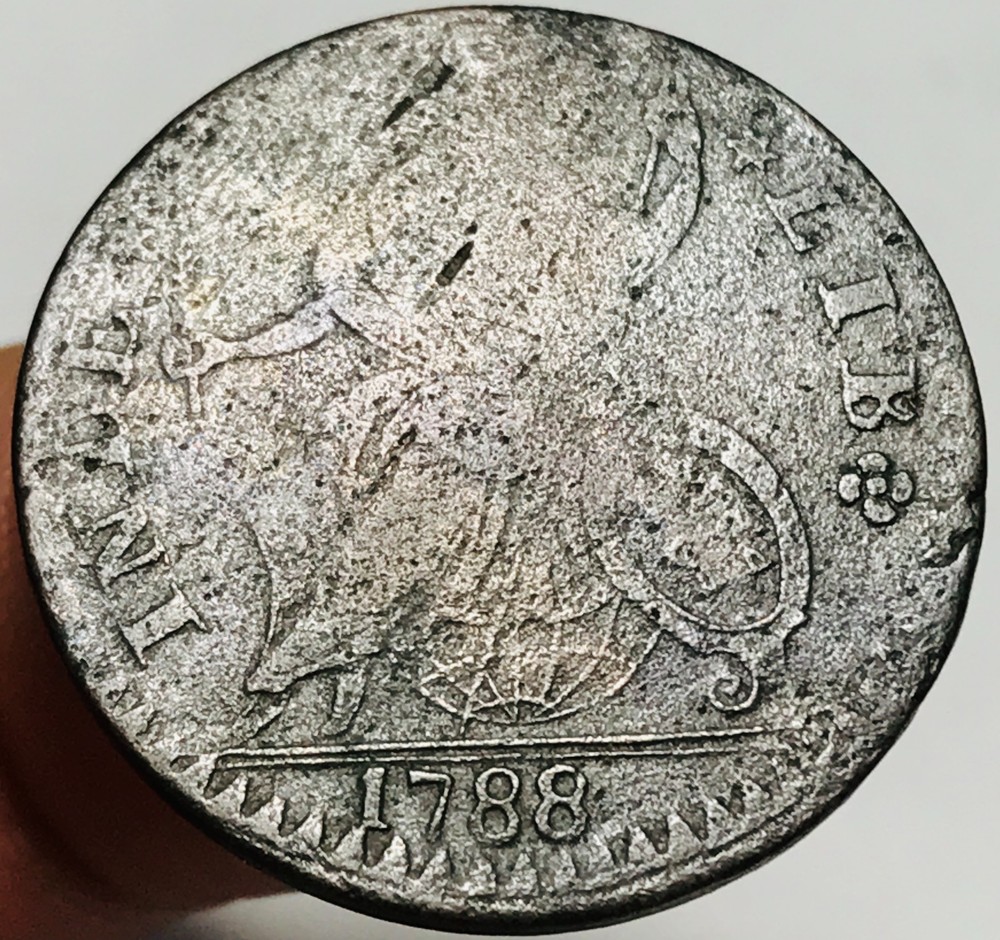 1788 Connecticut Cent Mailed Bust Left Copper Colonial Coin CC29000