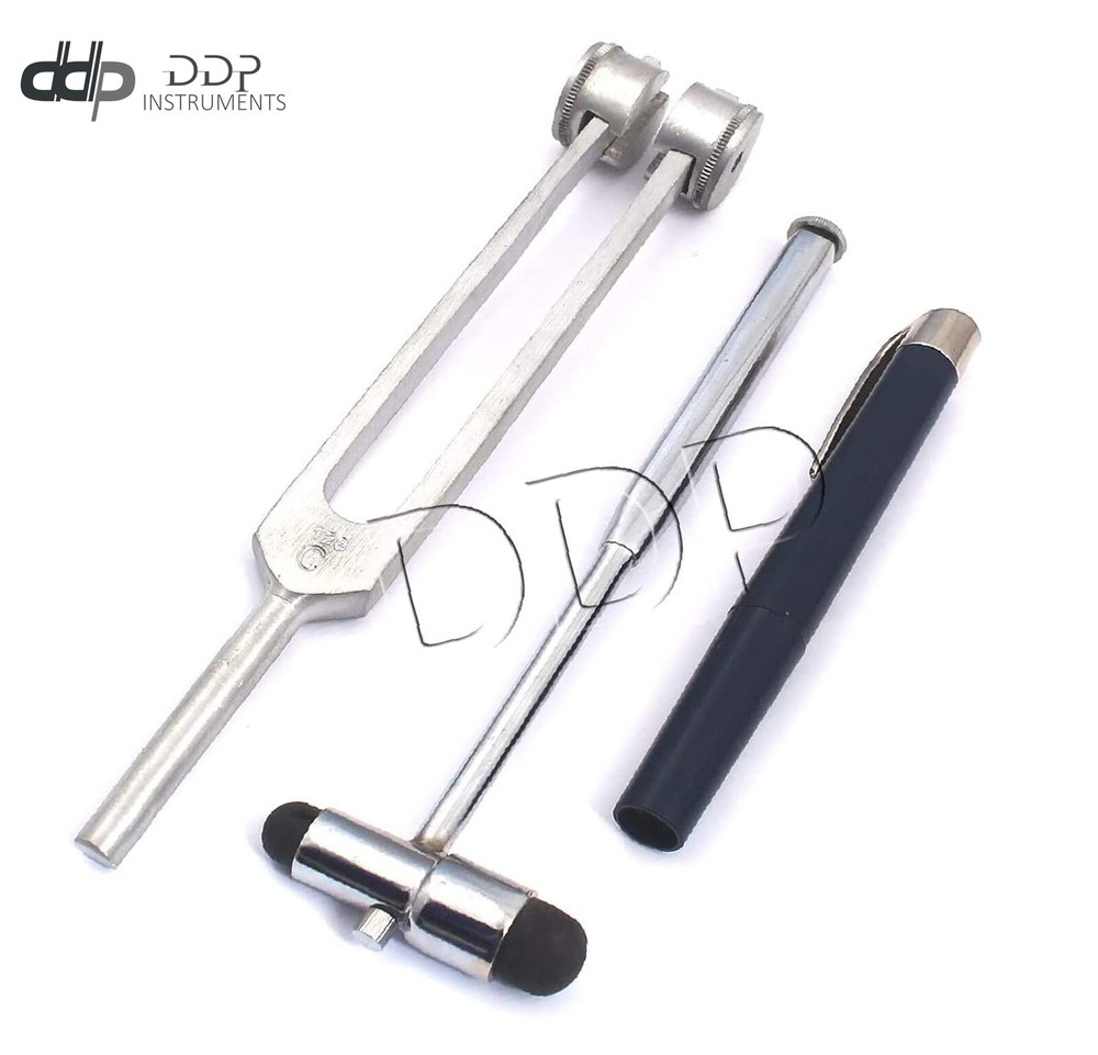 Set of 3 pcs Reflex Buck Percussion Hammer Penlight Tuning Fork C 128