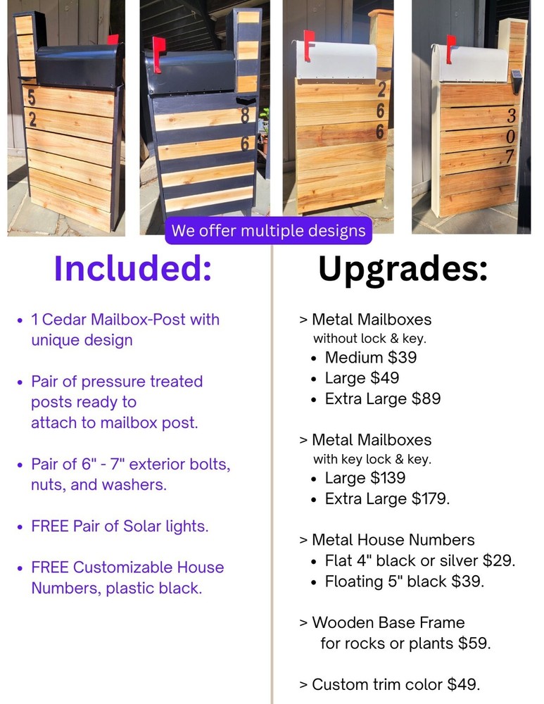 Modern Cedar Mailbox Post, Multi-Slatted FREE SHIPPING