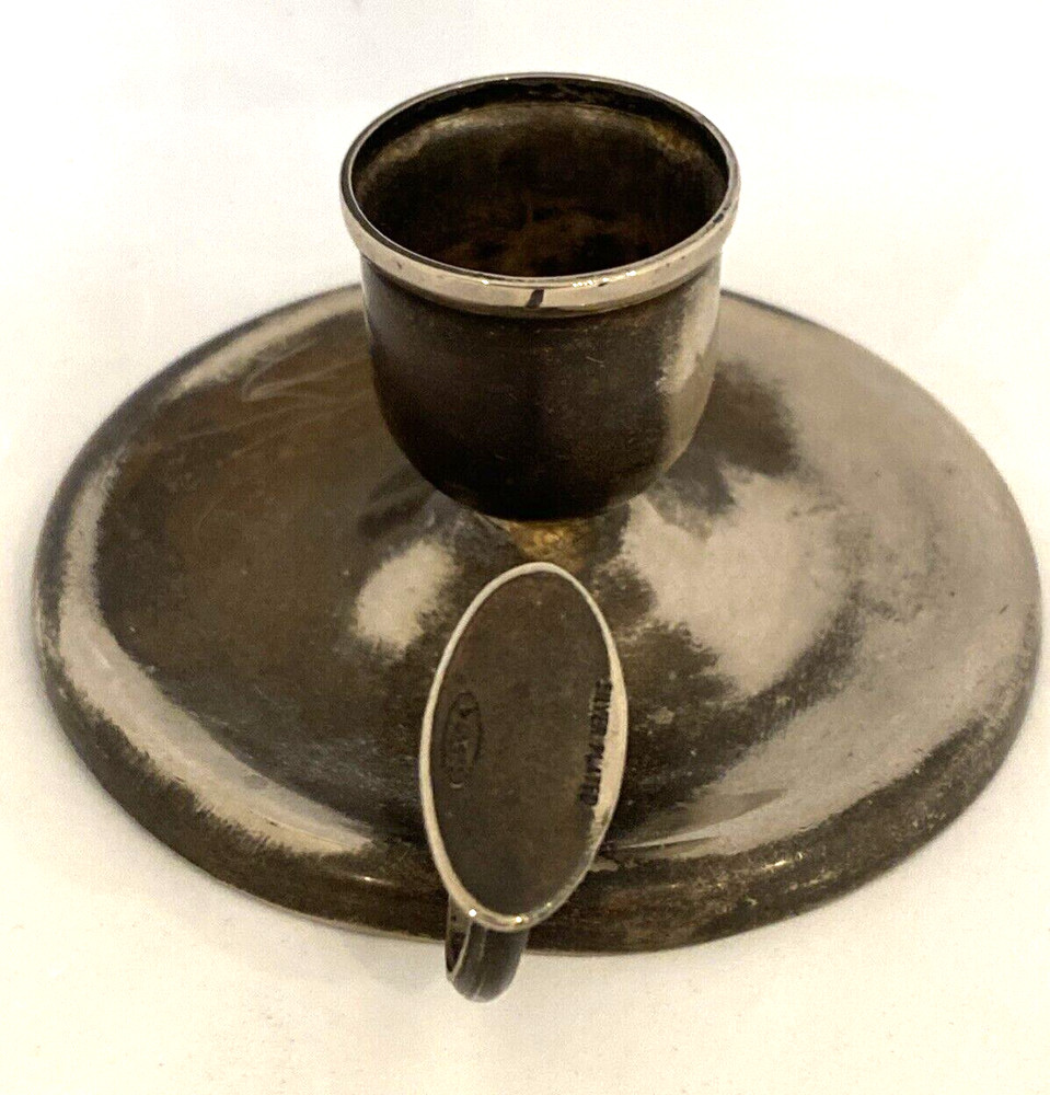 Vintage Borg's Silver Plate Chamberstick Candle Holder with Handle
