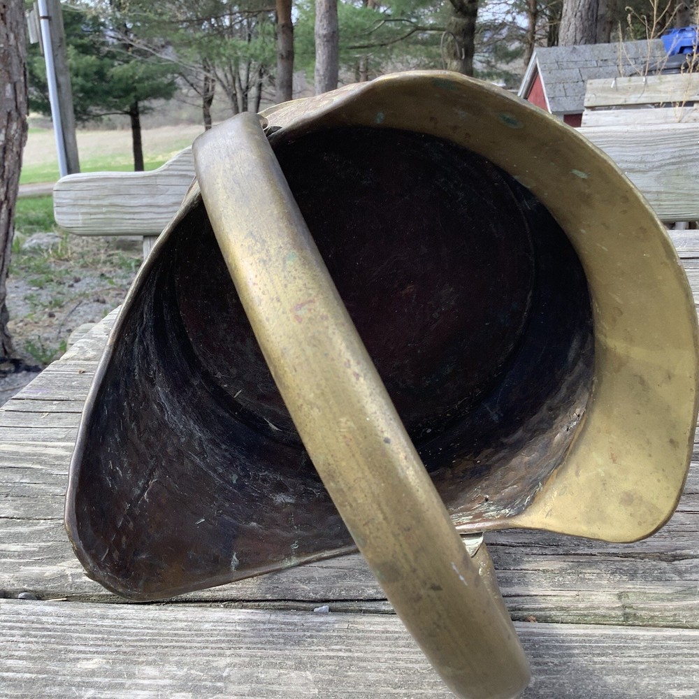 Vintage Hammered Brass Coal Scuttle Coal Bucket With Movable Handle