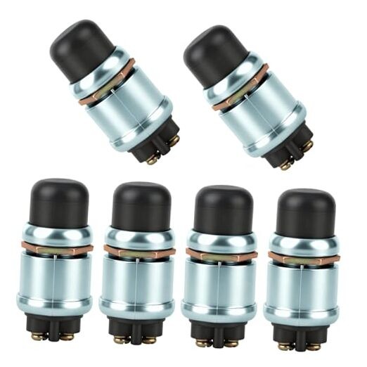 GAGIRS 6pcs 20A 12V/24V Starter Switch Push Button, Waterproof Horn Button
