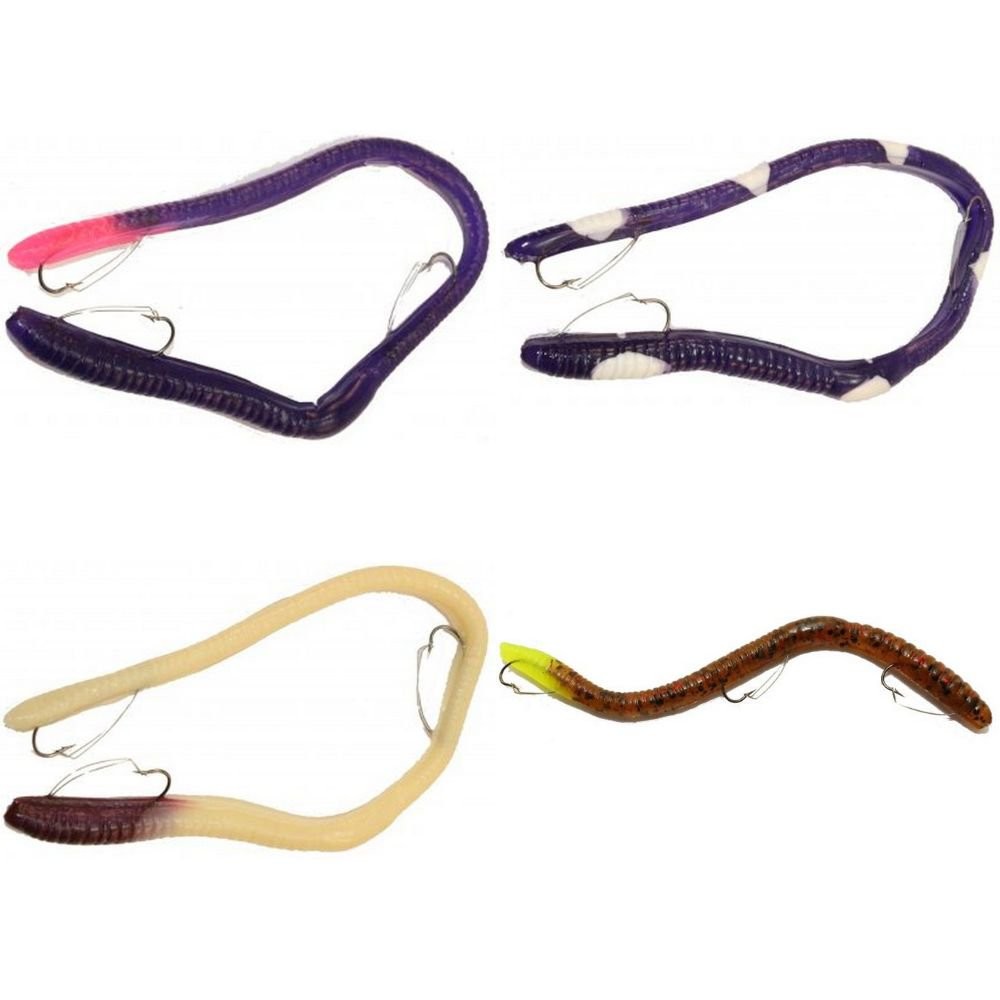 IKE-CON Weedless Pre-Rigged Worm Soft Plastic Bait 12"