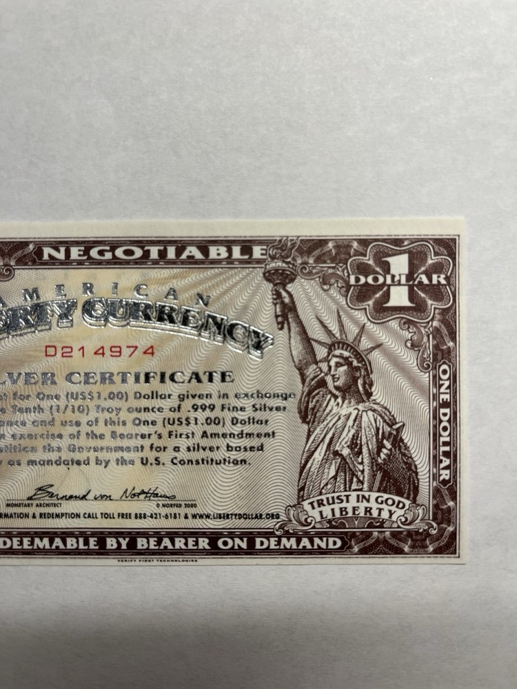 NORFED - 2003 American Liberty Currency $1 Silver Certificate