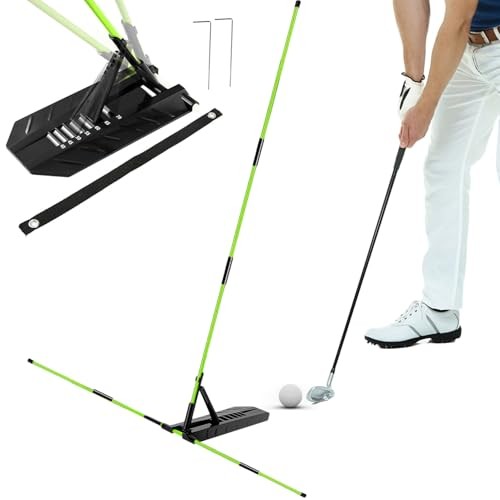 Golf Alignment Stick Trainer with Adjustable Swing Plane Guide, Full Swing