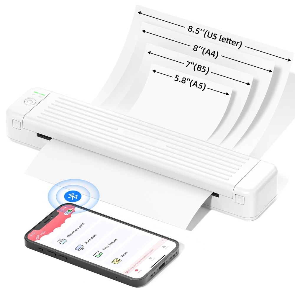 Odaro Portable Wireless Printer - P831 Thermal Transfer Printer, Small Busine...