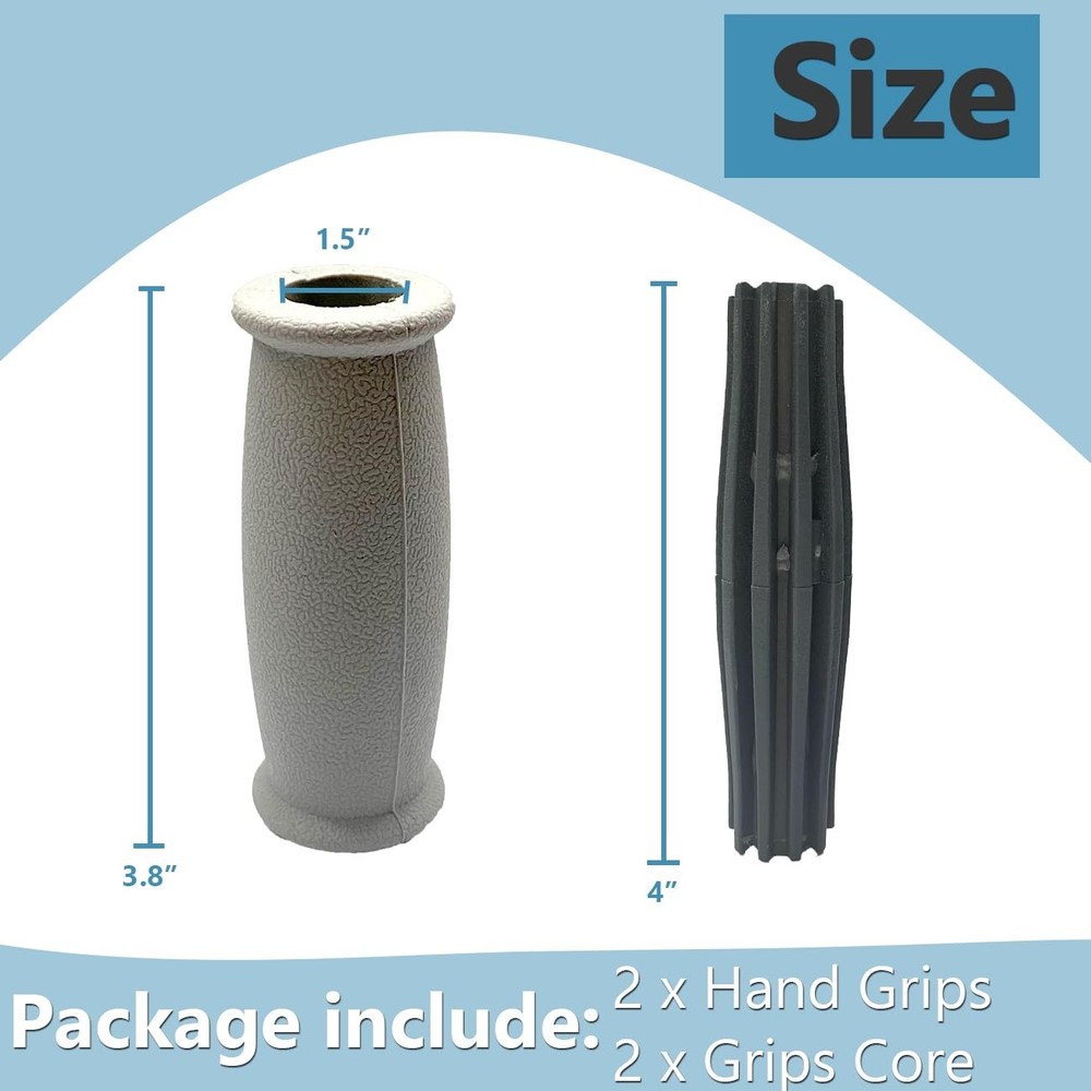 2 PCS Gray Crutch Solid Hand Grip Replacement Walking Cane Crutches Handgrips