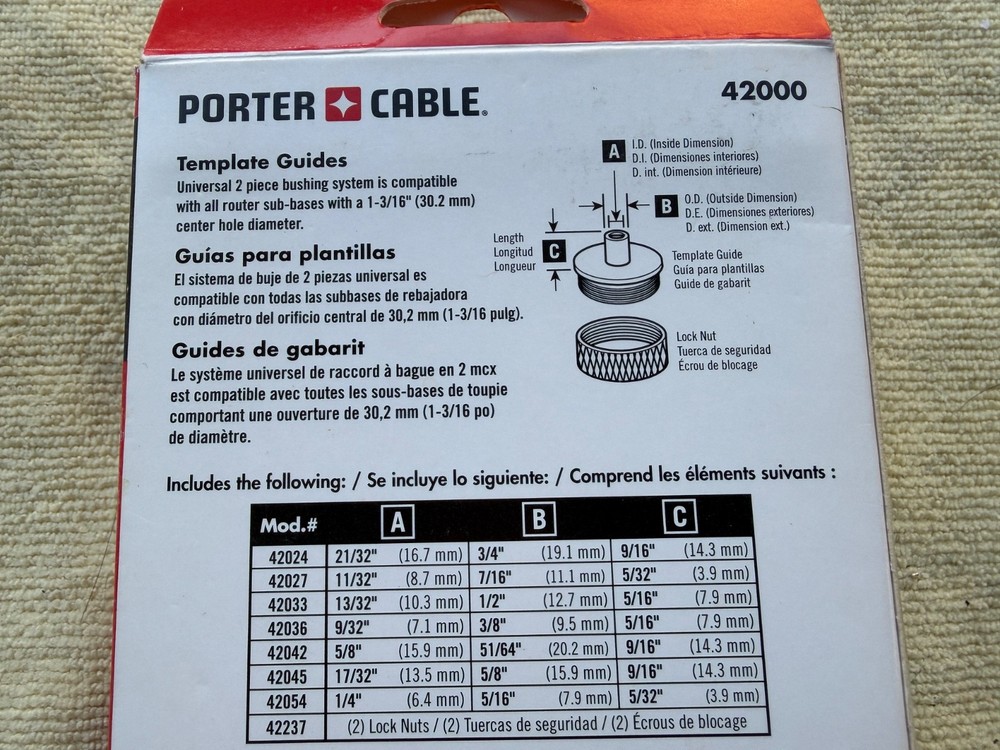 PORTER-CABLE Router Template Guide, 9-Piece (42000)