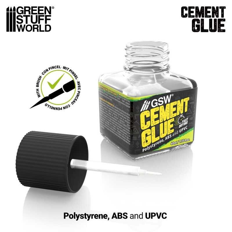 Cement glue for plastics 40ml - polystyrene, ABS, plasticard, and HIPS