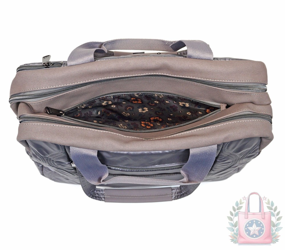 ❤️ Lug Aviator Metallic Pearl Matte Luxe Multi Compartment Tote Weekender Walnut