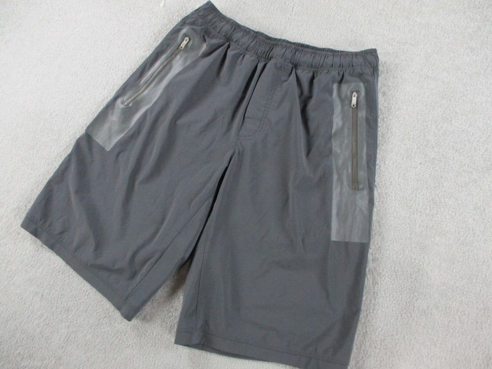 Lululemon Shorts Mens Medium Gray Athletic Zip Pockets Stretch Waist Drawstring