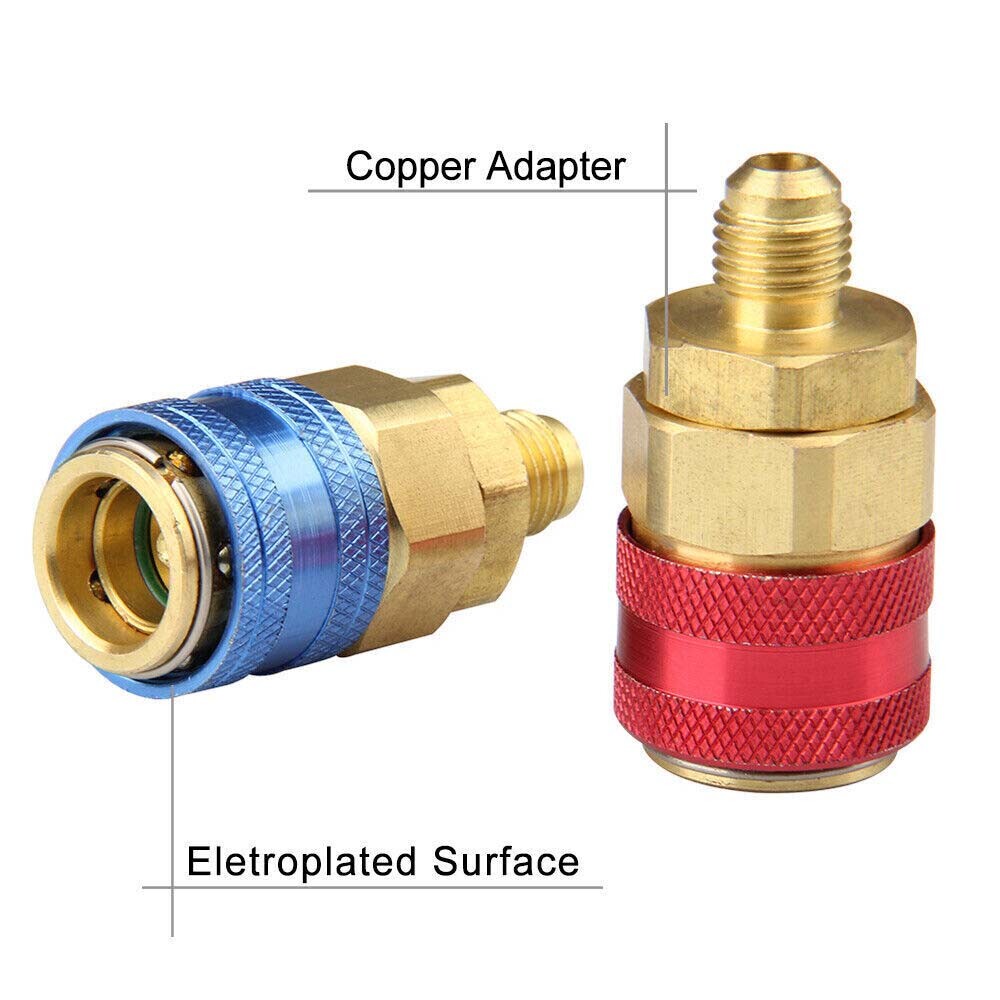 2Pack Car Freon AC A/C Air Conditioning High/Low Quick Connector Adapter Coupler