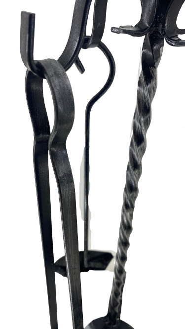 Fireplace Accessory Set Tool Kit Tripod Wrought Iron Stove Fire Rope Peak