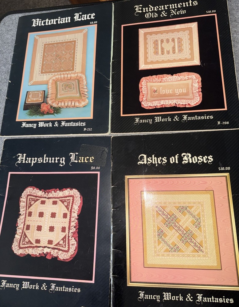 4 Fancy Work & Fantasies Needlepoint/Counted Thread Pattern Books