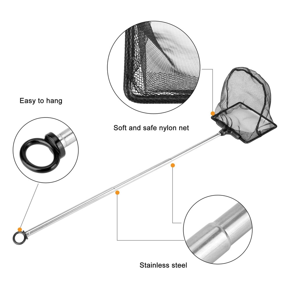 3 Pieces Aquarium Fish Net Catch Net with Extendable 5.5"-16.3" Telescopic St...
