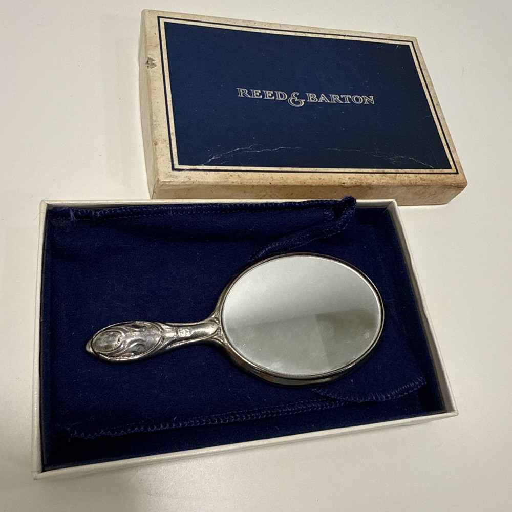 Reed & Barton Hand Mirror with Original Box – Silverplate Vintage