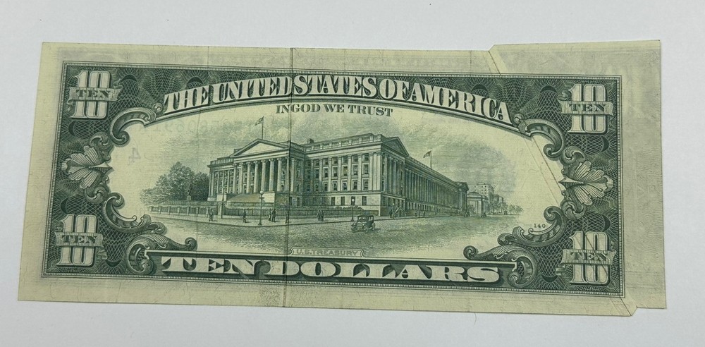 $10 ERROR - 2 GUTTER FOLDS & OFFSET on Front Only - 1969 FRN