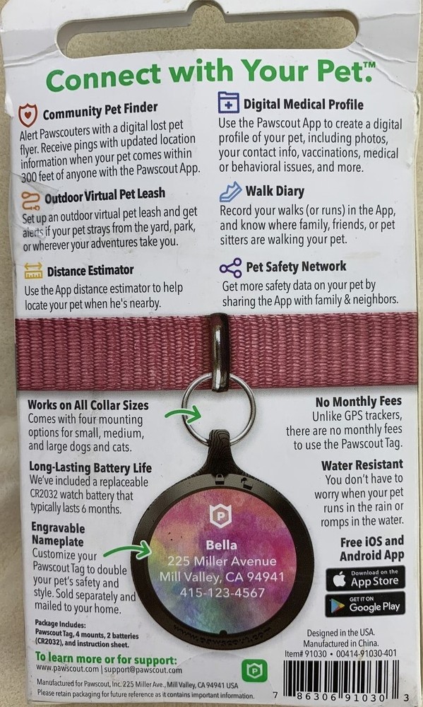 PawScout Smarter Pet Tag 4 pack