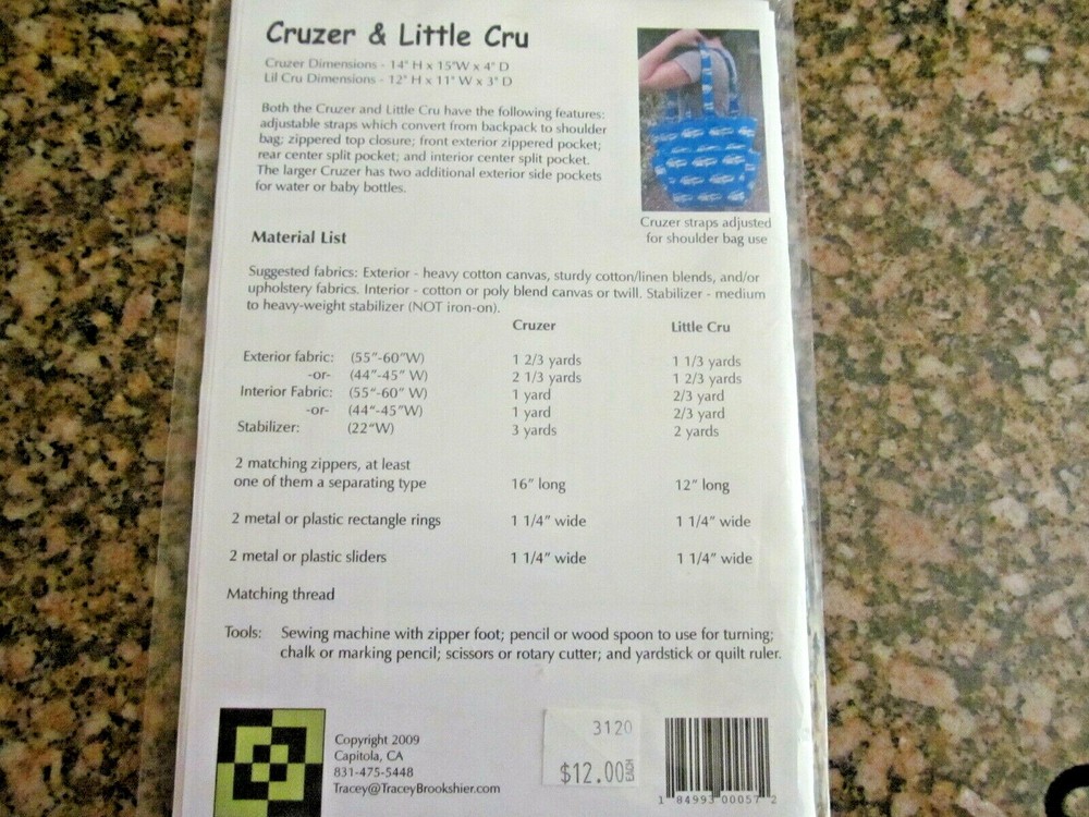 *Mackerilla Design #07762 Pattern BAGS ~ CRUZER & LITTLE CRU Purse Backpack