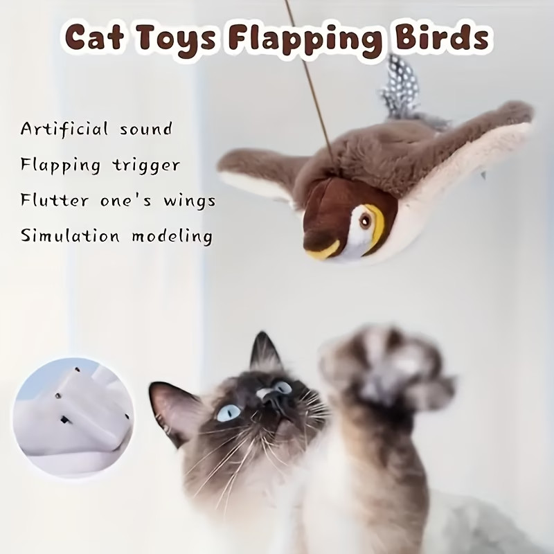 USB Interactive Flying Bird Cat Toys Electronic Pet Simulation Sparrow Toy US