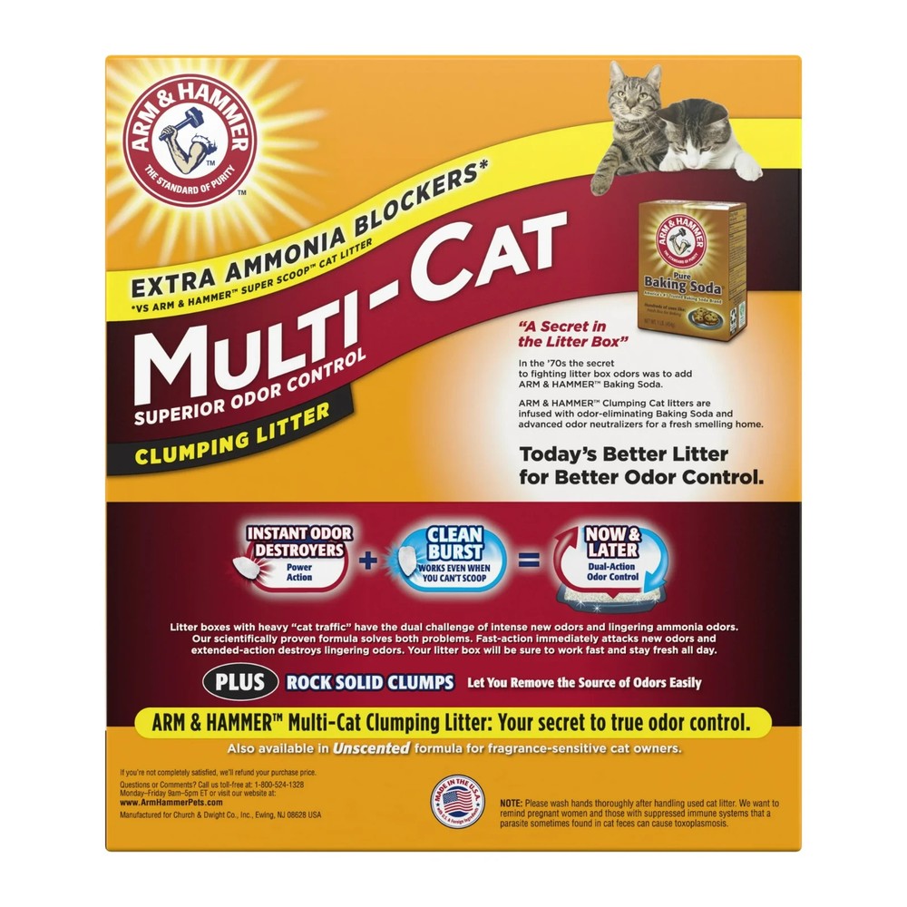 2 Pack ARM & HAMMER Superior Odor Control Cat Litter, Multi-Cat Clumping Litter