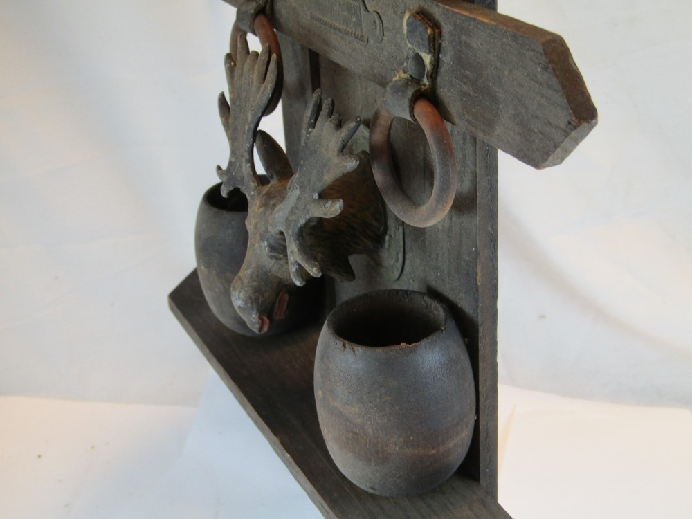 Antique Match Stick Holder - Moose - Rustic Cabin Decor - Wall Mount
