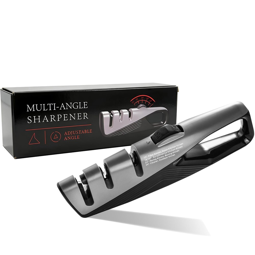Kitchen Knife Sharpener, 5 Adjustable Sharpening Angles with Coarse & Fine, M...