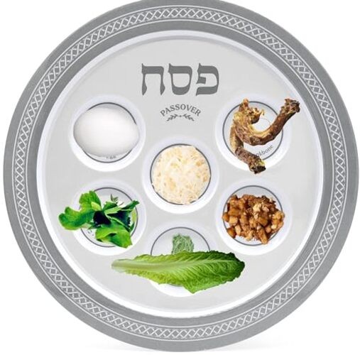 Passover Classic Silver Seder Plate, Melamine Silver Design Passover Single