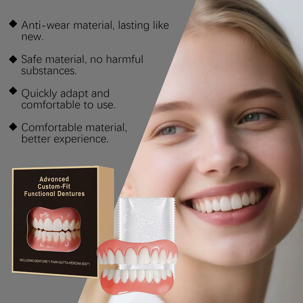 Silicone False Teeth Veneers Upper Lower Set Soft Denture Comfort Perfect Smile