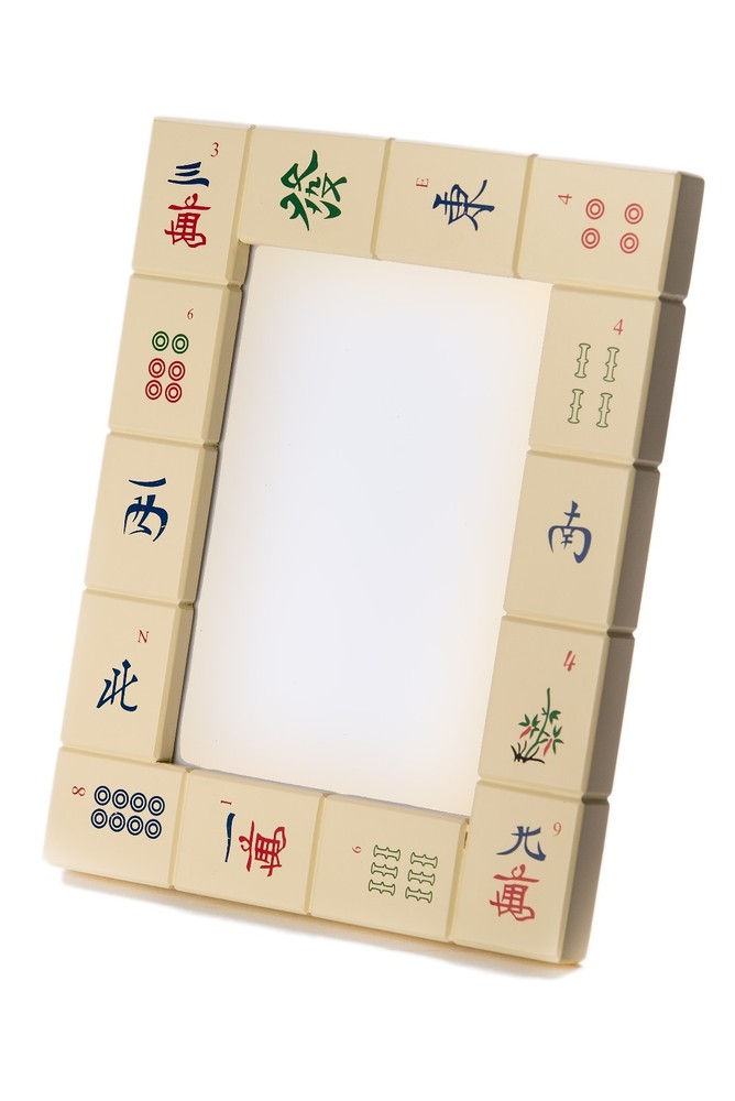 Mah Jongg Design Off White / Cream Frame Tile Painted Wood *