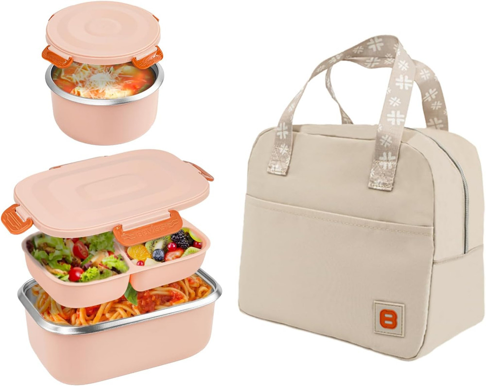 Bento Box, 18/8 Stainless Steel Lunch Box, Stackable PP5 Containers Bento Box...