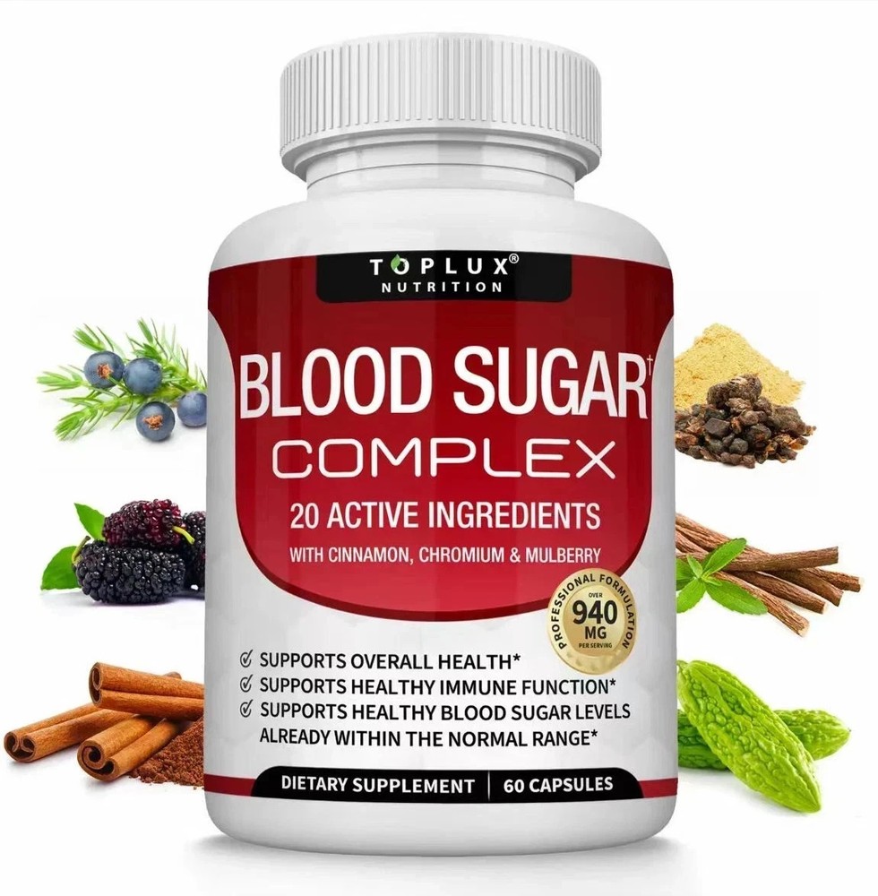 1 Pack Blood Sugar Support Complex with Cinnamon, Chromium & Mulberry Extract -