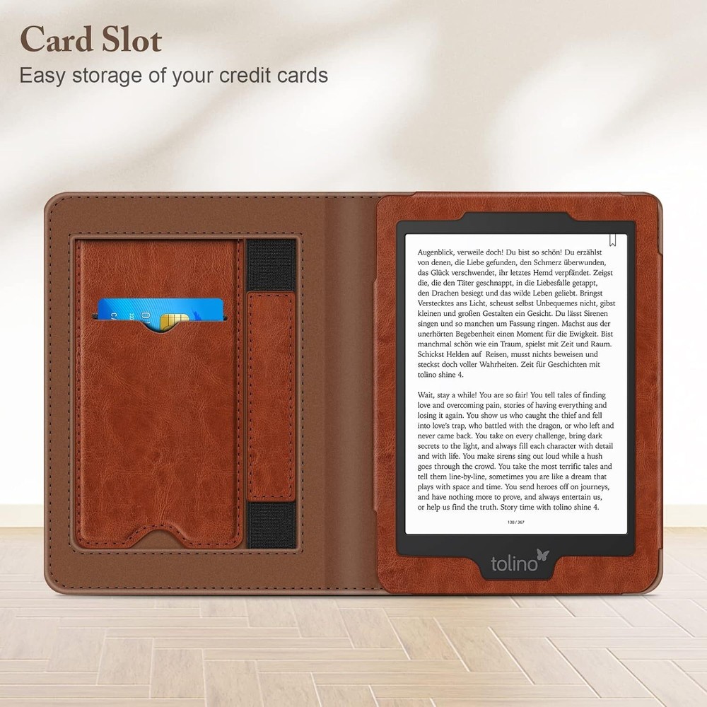 Stand Case for 6" Kobo Clara 2E eReader Leather Protective Cover Auto Sleep/Wake