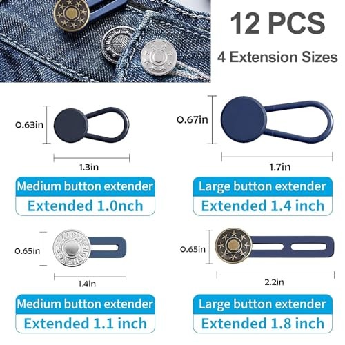 12PCS Button Extenders for Jeans, KAJUDA Pants Button Extender - Instant