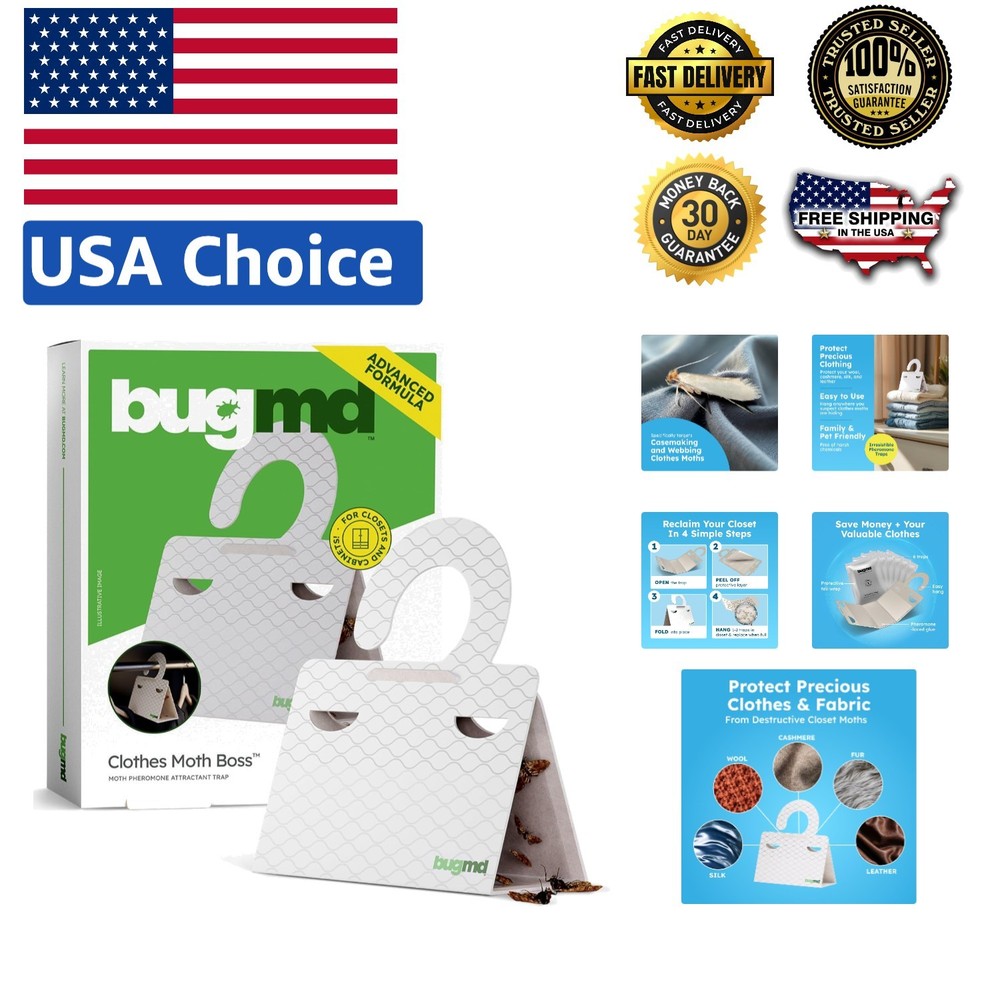 6 Count Clothes & Pantry Moth Traps - Safe & Effective Non-Toxic Solution