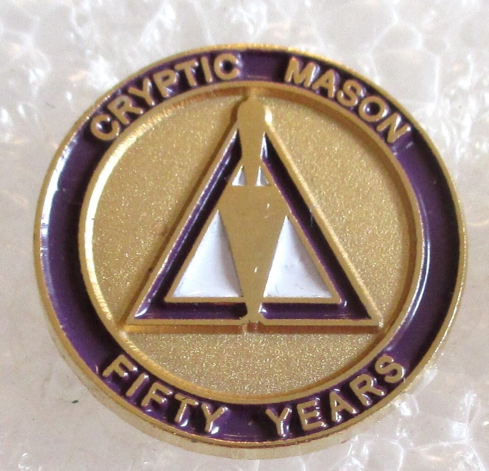 Cryptic Mason 50 Years Award Pin - Masonic